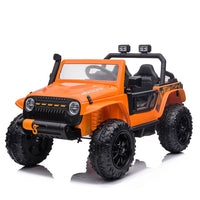 GARVEE 24V Kids 2 Seater Ride On Truck Car Electric Vehicles w/Remote Control, 4-Wheeler Suspension, 4x55W Powerful Engine, 4WD Battery Powered, LED Lights, Soft Braking - Orange