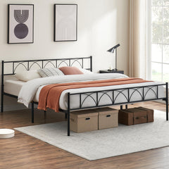 GARVEE Modern Iron Bed Frame with Headboard & Footboard, Sturdy Metal Platform, No Box Spring Needed, Under Bed Storage, Easy Assembly, King Size, Black