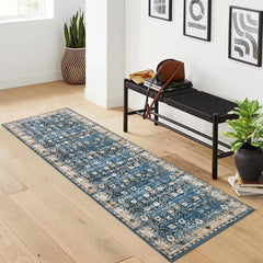 GARVEE Washable Boho Hallway Runner Rug 2x6 - Non-Slip, Non-Shedding, High-Traffic Pearl Velvet - Vintage Floral, Indoor Entryway