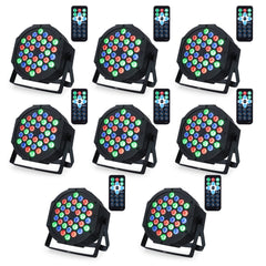 GARVEE 36 LED Par Lights Stage Lights with Sound Activated Remote & DMX Control, RGB Lighting, Dual Brackets, 8 Pack for Party, Wedding, Club