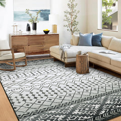 GARVEE Area Rugs 5x7 Washable Rugs for Living Room Bohemian Grey Printed Rug Low Pile Bedroom Rug Geometric Distressed Area Rugs Non Slip Throw Rugs for Office Classroom Dining Room, Grey