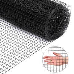 GARVEE Black Hardware Cloth 1/2 Inch 24 in x 50 ft 19 Gauge PVC Coating Wire Mesh Rolls Vinyl Coated Welded Chicken Wire Fencing for Home and Garden Fence and Home Improvement Project