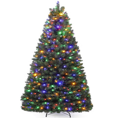 GARVEE 7.5 FT Artificial Christmas Tree + Foldable & Retractable + 400 Warm White LED Beads + PVC Material + Cross Metal Base + Suitable for Patio, Porch, Entryway, Fireside, Next to Sofa, Living Room