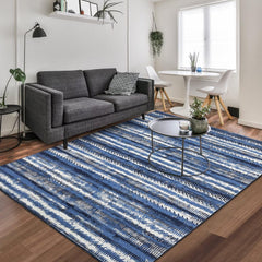 GARVEE Living Room Rug 8X10 Machine Washable Bedroom Rug Modern Rug Abstract Indoor Carpet Non Slip Accent Rug Low Pile Foldable Rug for Dining Room Nursery Office, Navy