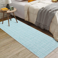 GARVEE Washable Rug 4x6 Modern Area Rug Contemporary Checkered Bedroom Carpet for Living Room Soft Indoor Area Rugs Low Pile Foldable Thin Rug Lightweight Aesthetic Rug Accent Floor Carpet Teal