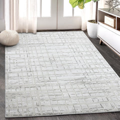 GARVEE Area Rug 2' x 3', Modern Abstract Plaid Rugs, Non-Slip Jute Backing, Ideal for Bedroom Living Room, Beige, Rectangular