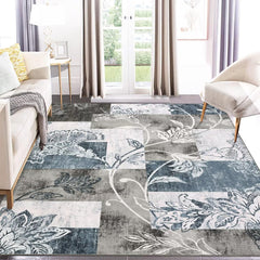 GARVEE Area Rug 5x7 Abstract Modern Geometric Rug Machine Washable Area Rug Non Slip Non Shedding Distressed Throw Rug Low Pile Indoor Carpet for Bedroom Living Room, Grey