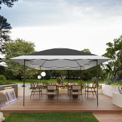 13' x 13' Pop-up Gazebo Tent, Outdoor Patio Gazebo Instant Canopy Tent with Double Roof, Khaki & Beige