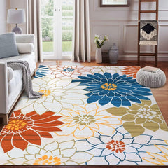 GARVEE 8x10 Area Rugs for Living Room,Large Bedroom Carpet Modern Non-Slip Machine Washable Area Rugs, Vitage Floor Cover Rug Floral Print Indoor Rug for Living Room Bedroom