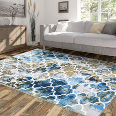 GARVEE Washable Bedroom Rug 9x12 Non-Slip Geometric Trellis Ultra-Thin Non-Shedding Indoor Carpet for Living Room