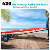 Adjustable Boat Trailer Dolly, 420lbs Load Capacity Carbon Steel Trailer Mover for Moving Kayaks, Motorboats, and Fishing Boats, Adjustable Length 96 Inch -116 Inch