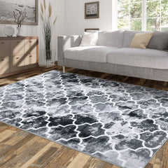 GARVEE Washable Moroccan Area Rug 5x7 Ultra-Thin Geometric Non-Slip Distressed Low-Pile Indoor Carpet for Bedroom Living Room