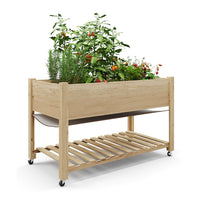 GARVEE Wooden Raised Garden Bed with Legs,Elevated Raised Planter Box Outdoor for Growing Vegetables and Herbs,Sturdy Raised Table Garden Bed with Wheels-Enhanced Depth (Natural,48 * 24 * 30 in)