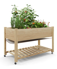 GARVEE Wooden Raised Garden Bed with Legs,Elevated Raised Planter Box Outdoor for Growing Vegetables and Herbs,Sturdy Raised Table Garden Bed with Wheels-Enhanced Depth (Natural,48 * 24 * 30 in)