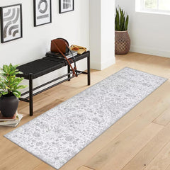 GARVEE Machine Washable Rug 2x8 Non-Slip Rugs Low Profile Pile Rubber Backing Indoor Area Runner Rugs Home Decor Office Area Rug, Grey