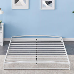 Garvee 6 Inch Metal Platform Queen Size Bed Frame Low Profile with Sturdy Steel Slats Support, Mattress Foundation, No Box Spring Needed, Easy Assembly, White