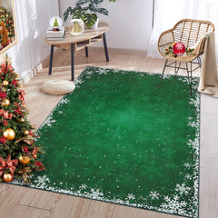 GARVEE Washable Rug 8x10 Area Rug for Bedroom Modern Christmas Rug Snowflake Living Room Rug Non Slip Carpet Soft Stain Resistant Large Area Rug for Holiday Dining Room Classroom 8'x10' Green