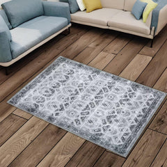 GARVEE Small Throw Rug 2x3 Indoor Door Mat Vintage Rug Rug Geometric Print Entryway Mat Non Slip Transitional Throw Rug Machine Washable Non Slip Floor Carpet Laundry Bathroom Bedroom, Gray