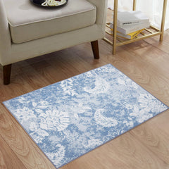 GARVEE Area Rugs 2x3 Washable Rug Floral Area Rug Botanical Printed Small Rug Modern Abstract Floor Mat Carpet Colorful Accent Area Carpet Throw Rug for Living Room Bedroom Nursery, Blue/White