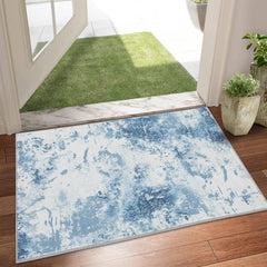 GARVEE Washable Soft Area Rug, 2x3 Modern Abstract Design Rugs, Stain Resistant Foldable Carpet Non-Shedding Floor Mat with Non-Slip Backing, for Living Room Bedroom Dining Room Office, Blue