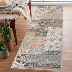 GARVEE Washable Rug 2x6 Oriental Runner Rug Vintage Patchwork Entryway Runners Hallway Runner Rugs Accent Long Rug Non-Slip Soft Thin Rug Runner Indoor Kitchen Mat Living Room Bedroom Farmhouse Rug