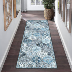 GARVEE Trellis Runner Rug 2x6 Non-Slip Washable Faux Wool Ultra-Soft Vintage Style for Kitchen, Bathroom, Laundry Room