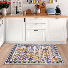 GARVEE Boho Rug 2x3 Washable Entrance Rugs Kitchen Rug Southwestern Rugs for Entryway Low Pile Bathroom Carpet Distressed Vintage Area Rugs Indoor Outdoor Rug Non Slip Floor Cover Blue