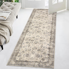 Garvee Area Rug 2x6 Vintage Oriental Runner Rug Tribal Floral Entryway Runners Washable Rug Indoor Hallway Kitchen Runners Non-Slip Rug Runner for Living Room Bedroom Accent Long Rug Antique Beige