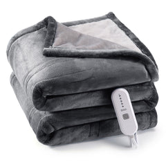 GARVEE Electric Heated Blanket Throw, Super Cozy Soft Flannel Heated Throw with 4 Fast Heating Levels & 4 Hours Auto Off, Machine Washable, ETL Certification, Home Office Use (Throw, Grey)