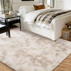 GARVEE Fluffy Area Rugs for Living Room 9' x 12' Modern Plush and Thick Faux Fur Shag Rug Non-Slip Tie Dye Carpet for Bedroom, Fuzzy Shaggy Rugs for Kids Nursery Dorm - Light coffee / 5 x 8 Feet