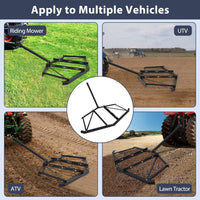 GARVEE 74 Inch Width Driveway Drag with 3 Sets Adjustable Bolts & 2 Reinforcement Bars, Tow Behind Drag Harrow with Pin-Style Hitch for ATVs UTV