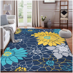 GARVEE Area Rug 3x5 Washable Rugs for Living Room Non-Slip Bedroom Rug Non-Shedding Soft Low Pile Carpet for Dorm Nursery Office, Blue