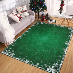 GARVEE Christmas Area Rug 4x6 Washable Rug Xmas Snowflake Rug Solid Green Rug Holiday Decorative Rug Kitchen Washable Non Slip Soft Low Pile Carpet for Living Room Bedroom Dining Room Home Decor