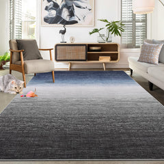 GARVEE Washable Rug 5x7 Bedroom Gradient Rug Non Slip Throw Floor Cover Contemporary Rug Modern Ombre Rug Abstract Floor Cover Large Abstract Carpet for Living Room Bedroom Home Office, Grey/Blue