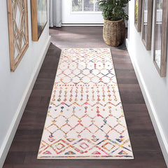 GARVEE Bohemian Geometric Runner Rug 2x6 - Non Slip, Washable - Premium Polyester, TPR Backing - Moroccan Style, Low Pile - Entryway, Kitchen, Living Room