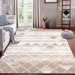 GARVEE 9x12 Area Rug Modern Moroccan Machine Washable Area Rug for Living Room Bedroom Contemporary Geometric Non-Slip Stain Resistant Accent Rug Carpet for Home Decor Floor Decoration, Taupe