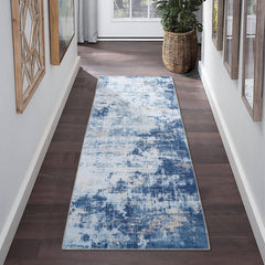 GARVEE Runner Rug 2x6 Washable Modern Abstract Hallway Runner, Non-Slip Stain Resistant Area Rug Contemporary Kitchen Mat Entryway Carpet Runner for Doorway Bedside, Blue