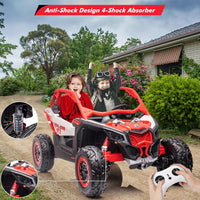 GARVEE 2-Seater Can-Am Ride-On UTV: 4WD, Remote Control, 2x24V Batteries, 4x200W Motors, 23" Seat, EVA Tires, Spring Suspension, for Kids - Red