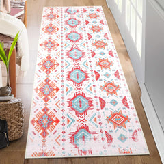 NANAN Runner Rug 2x6 Boho Rug Washable Southwestern Rugs for Living Room Distressed Tribal Office Rugs Moroccan Rugs for Bedroom Dining Room Indoor Outdoor Floor Cover Pink