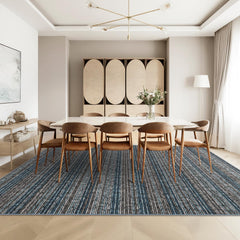 GARVEE Washable Rugs 8x10 Area Rug Modern Ombre Rugs for Living Room Soft Ultra Thin Large Area Rugs Non-Slip Striped Rug for Bedroom Printed Braid Abstract Carpet for Office Home, Blue