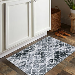 GARVEE Entryway Rug 2x3 Non-Slip Washable | Soft Geometric Design | Distressed Indoor Carpet | Multi/Grey | Ideal for High Traffic Areas