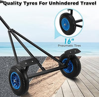 Adjustable Boat Trailer Dolly, 420lbs Load Capacity Carbon Steel Trailer Mover for Moving Kayaks, Motorboats, and Fishing Boats, Adjustable Length 96 Inch -116 Inch