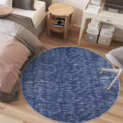 GARVEE Washable 4ft Round Rug Modern Solid Area Rug Indoor Non-Slip Throw Carpet Contemporary Area Rug for Bedroom Living Room Nursery, 3' x 3' Round Blue