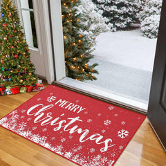 GARVEE Christmas Doormat 20 x 32 Inch Xmas Holiday Decorative Christmas Snowflake Welcome Mat for Home Decoration Non Slip Door Mat Outdoor Indoor Entrance Floor Mat, Red