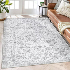 GARVEE Large Rug 6x9 Washable Ultra Soft Rugs Non Slip Low Pile Carpet Large Living Room Rug for Farmhouse Nursery Bedroom Office, Grey