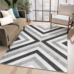 GARVEE Area Rug 9x12 Modern Rugs for Living Room Non Slip Large Rugs for Bedroom Machine Washable Geometric Area Rug Vintage Carpet for Office, Dining Room, Indoor,Grey