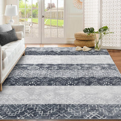 GARVEE 5x7 Area Rug Living Room Rugs Washable Rug Bedroom Rug Throw Rug Soft Tribal Rug Neutral Geometric Rug Modern Rug for Nursery Dining Room Home Office Non Slip Low Pile Carpet 5x7 Grey