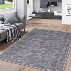 GARVEE Solid Machine Washable Area Rug Soft Low-Pile Modern Contemporary Area Rug Non-Slip Throw Indoor Carpet for Living Room Bedroom Kids Room, 4' x 6' Grey