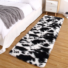 GARVEE Runner Rug 2x8 Shag Rug for Living Room Shaggy Rug Kids Rug Plush Rug Cow Printed Carpet Bedroom Fluffy Rug Bedside Rug Soft Rug Non Skid Rug Modern Area Rug for Nursery Dorm, Black/White 2'x8'