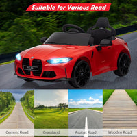 GARVEE 12V Electric Ride On Car for 37-83 Months, w/RC,Licensed by BMW M4,Power Wheels for Boys Girls, with Suspension System,3 Speeds, Bluetooth, MP3, Double Door, LED Light - Red